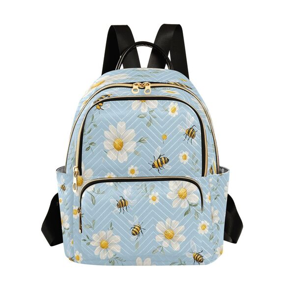 4535 Bees White Daisy Flowers03 Mini Backpack Purse Travel Bag Lightweight main image 5